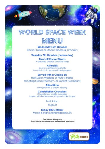 World Space Week - Lunch Menu