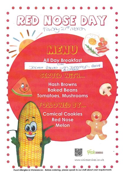 Red Nose Day Lunch Menu