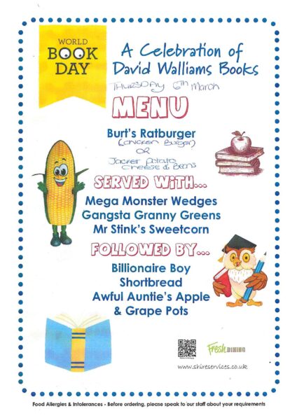 World Book Day Lunch Menu